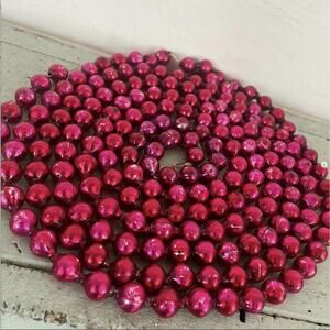Vintage Glass Bead Garland Hot Pink Magenta Valentine Tree 100" Length